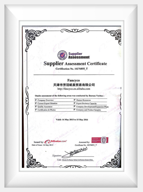 Certificat d'évaluation du fournisseur